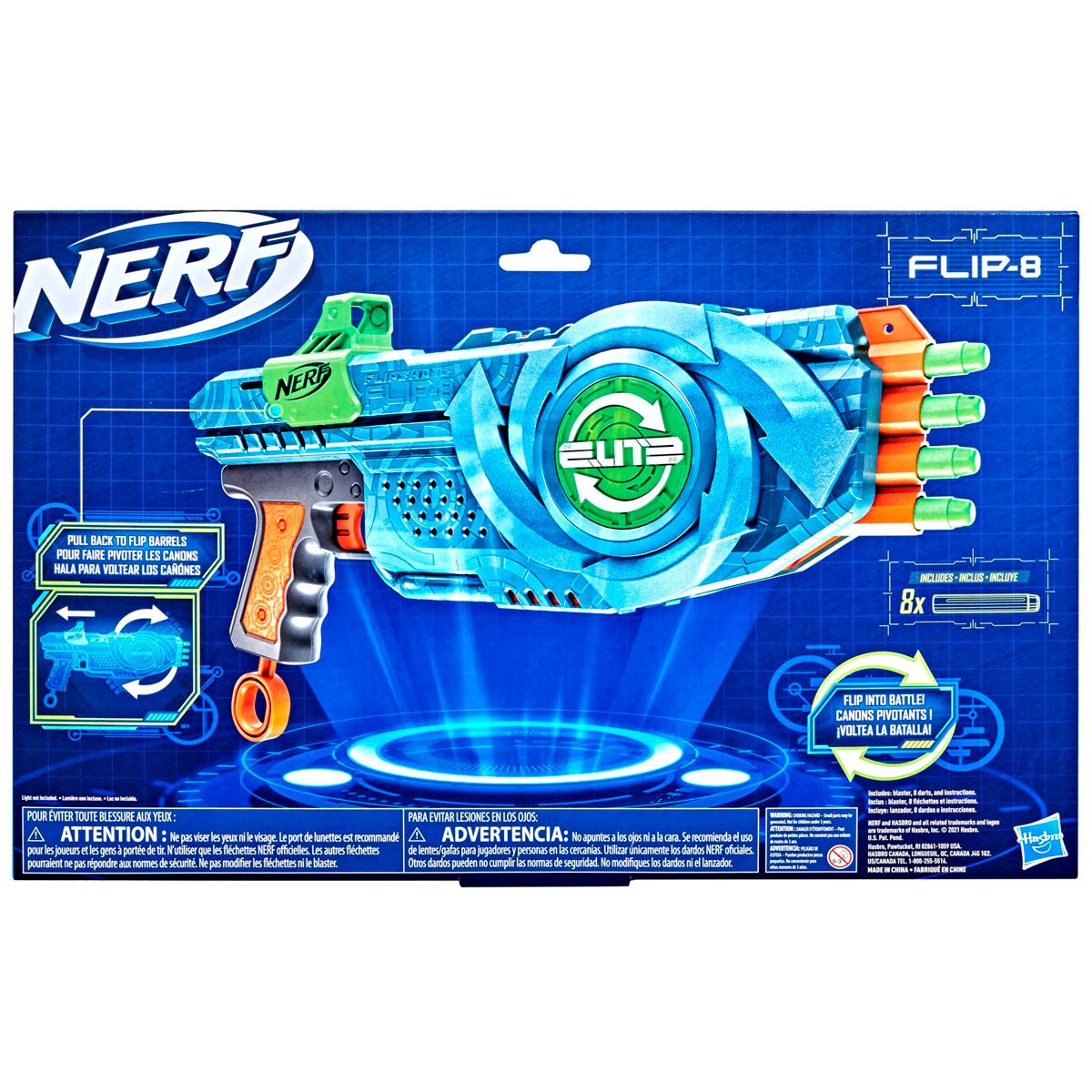 Lanzador Nerf Flip 8 Elite 2.0 C/ Dardos Pistola - Vamos a Jugar