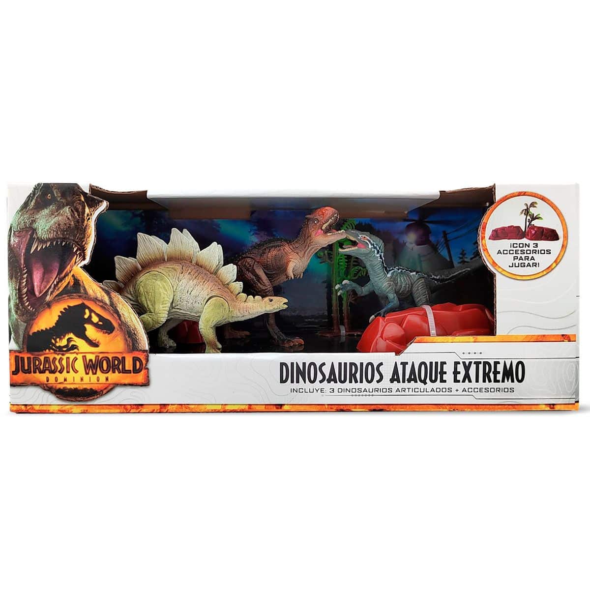 Jurassic World - 3 Dinosaurios C/ Accesorios - CL1122 - Vamos a Jugar!